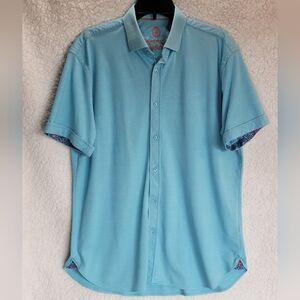 HABERDASHER SELECT Size-L Men's Light Teal Casual Button Down Shirt